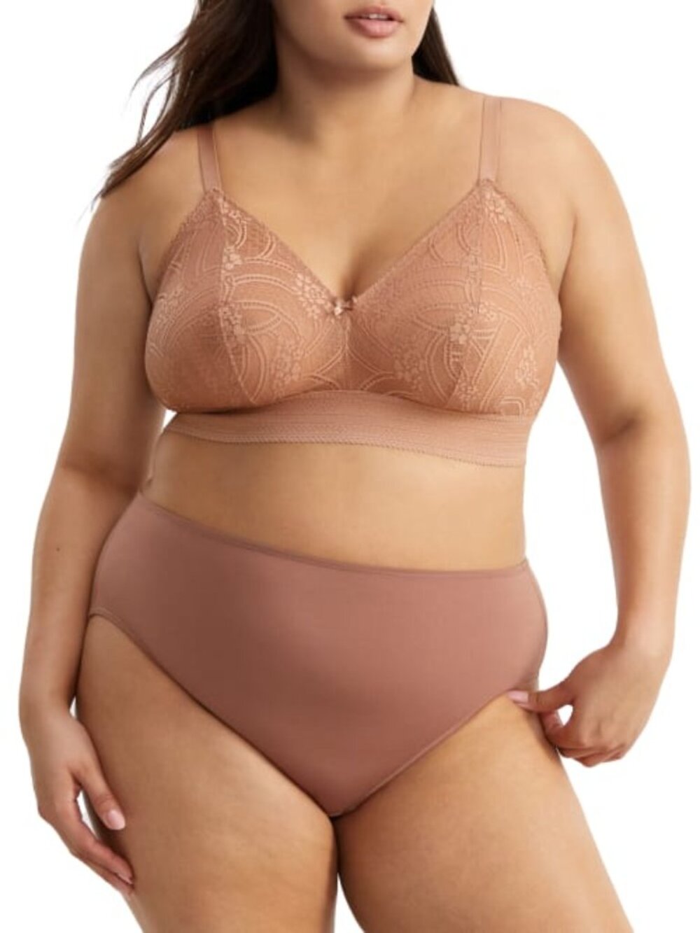 #2389 Glamorise Bramour Gramercy Luxe Lace Bralette Tan Bras